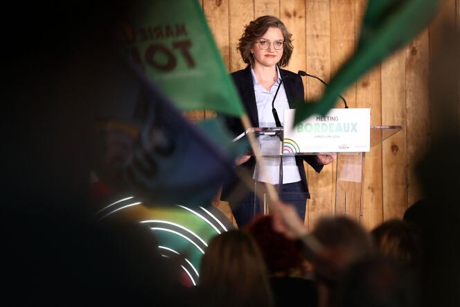 ماري توسان، مرشحة الحزب البيئي EELV في الانتخابات الأوروبية، في بوردو، 4 مايو 2024.